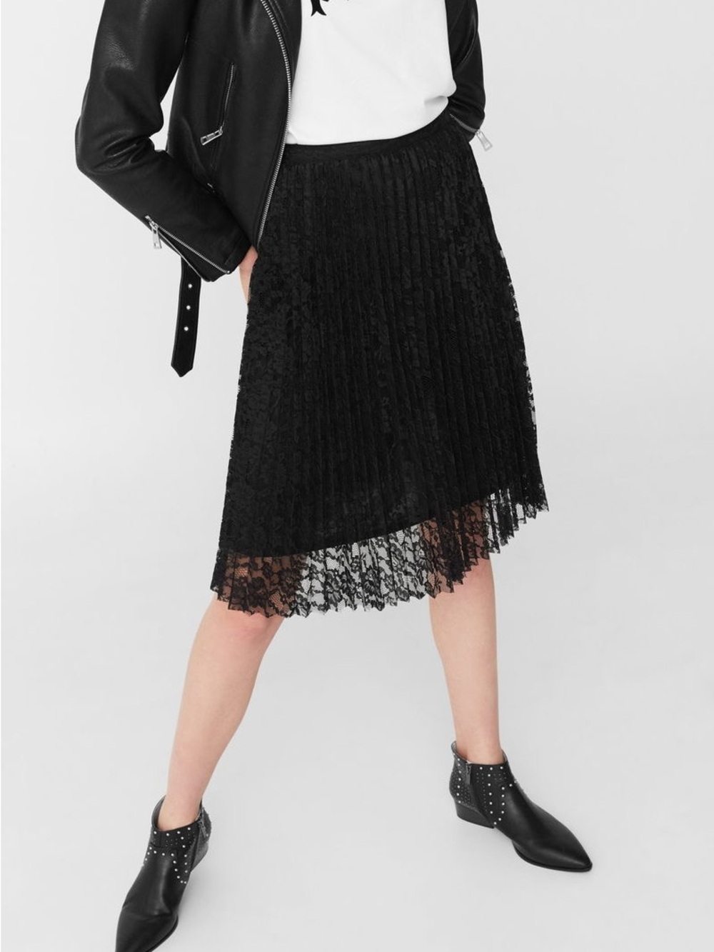 Mango Black Lace Circle Skirt